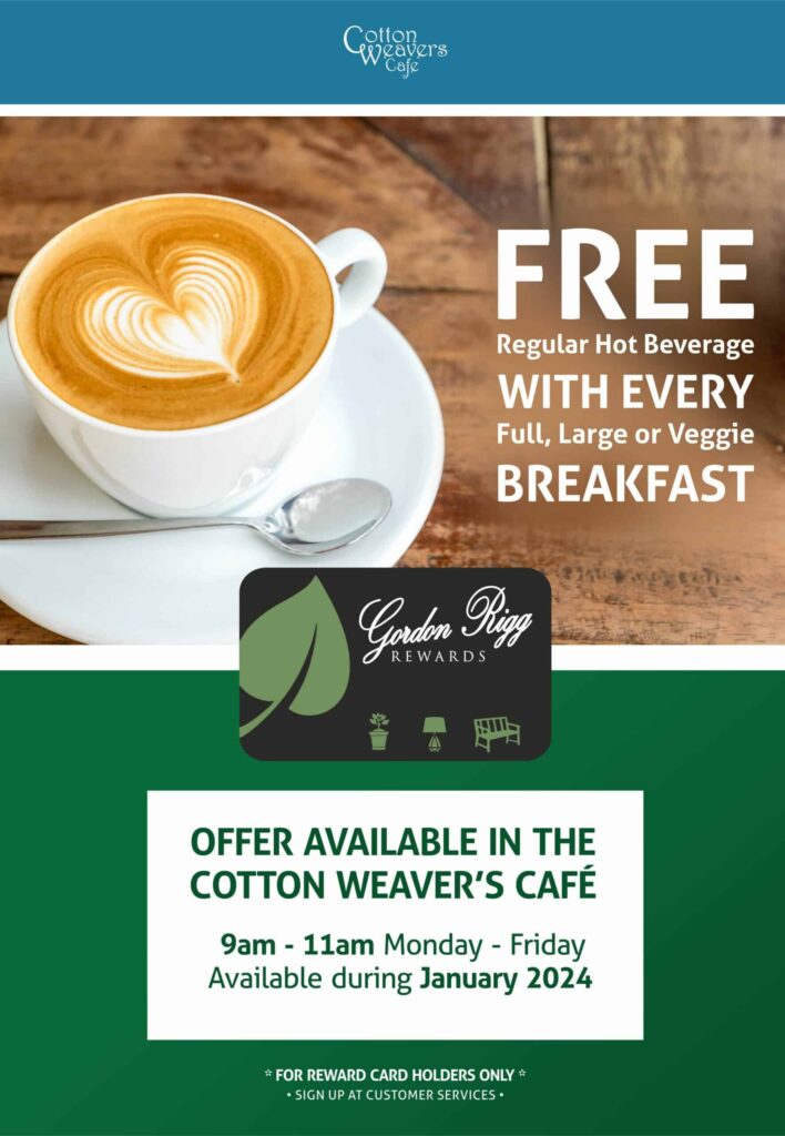 cotton weavers cafe, special offer, loyalty customers